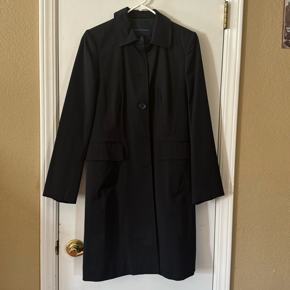 Banana Republic Black Single-Breasted Trench Coat